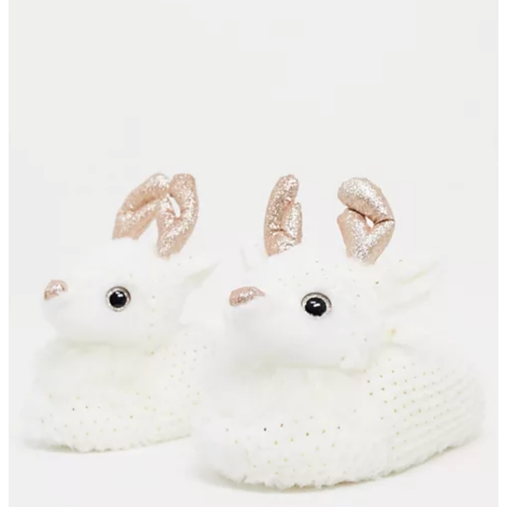 Fluffy Gold Antler Stag Slippers